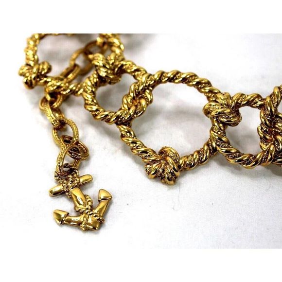 Vintage Nautical Theme Anchor Gold Tone Necklace GKJL approx 19.5" Long - Picture 3 of 8